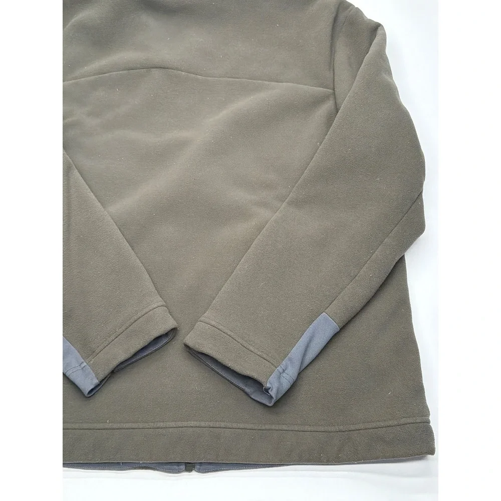 The North Face Mens Full Zip Sherpa Lined Fleece Jacket Olive Green Grey Large
